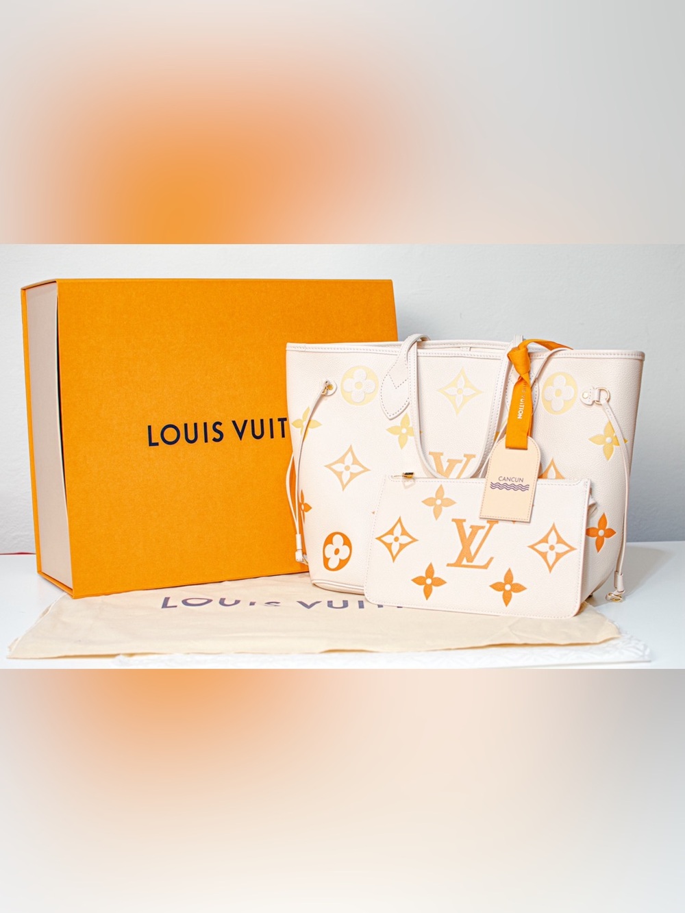 Louis Vuitton Neverfull MM By The Pool Giant Monogram Tote + Pochette